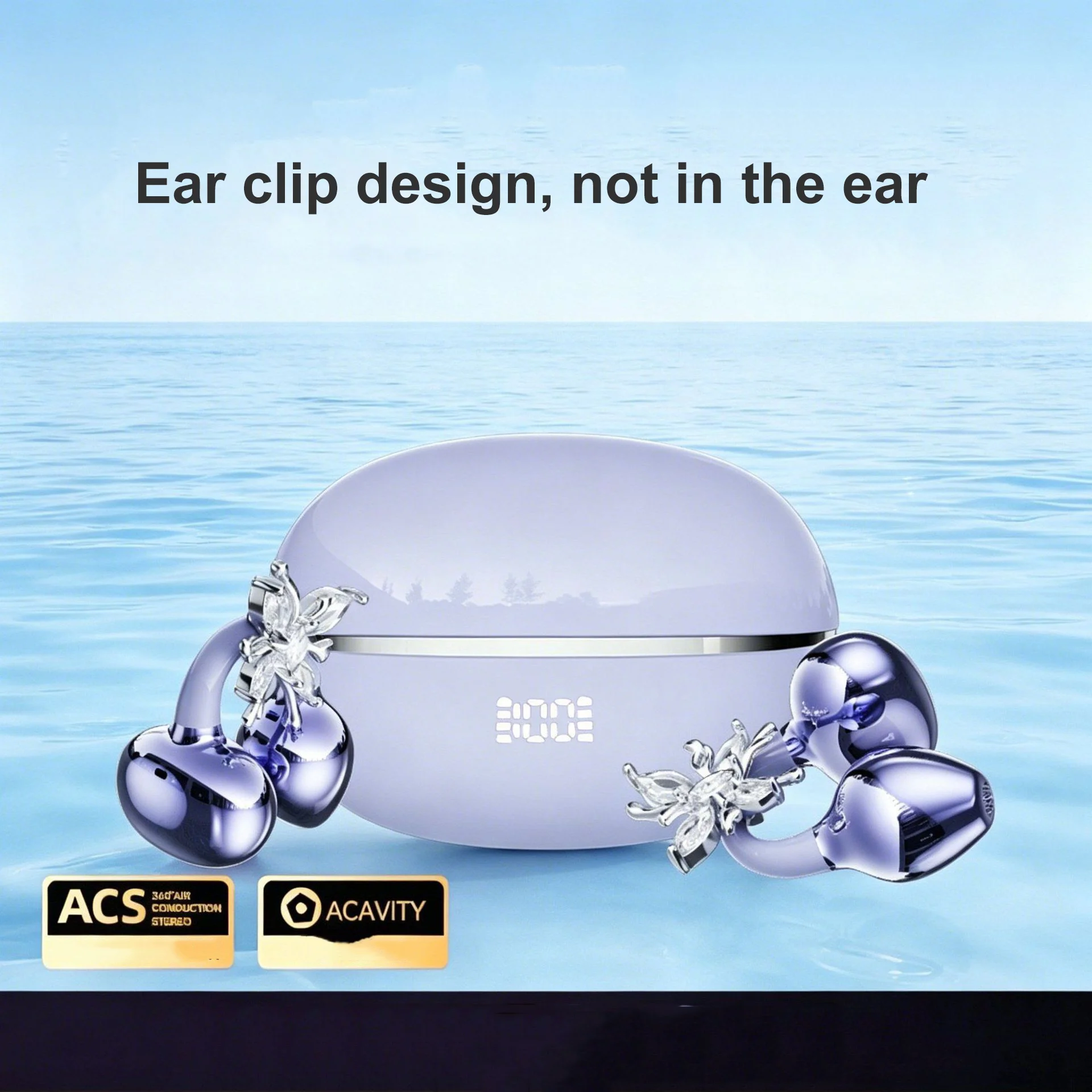

Ear Cip Earphone Long Battery Life Open Style Power Display Touch Control HiFi Sound Effect Bluetooth 6.0 Headset