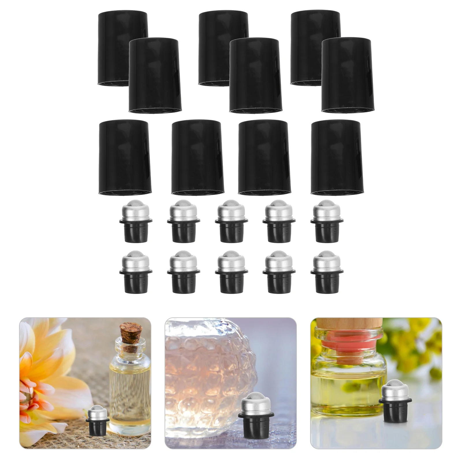 

10pcs Roller Ball Inserts: Aluminum Alloy 16 Teeth Applicators For Essential Oil Roll-On Bottles Smooth Metal Rollers Leakproof