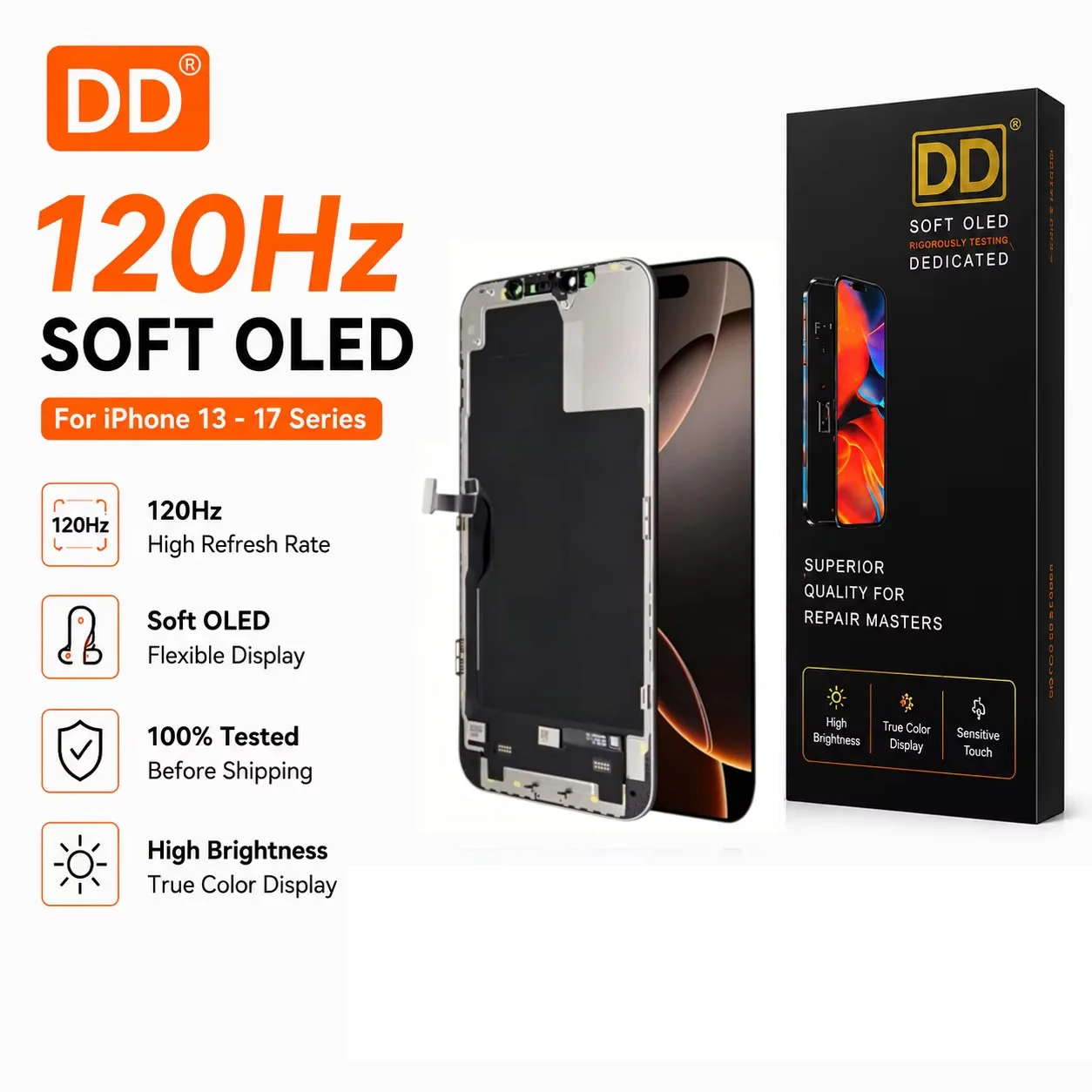 Diagnostics Soft OLED Screen Digitizer Full Assembly for iPhone 13 13 Pro 13 Pro Max Display Replacement