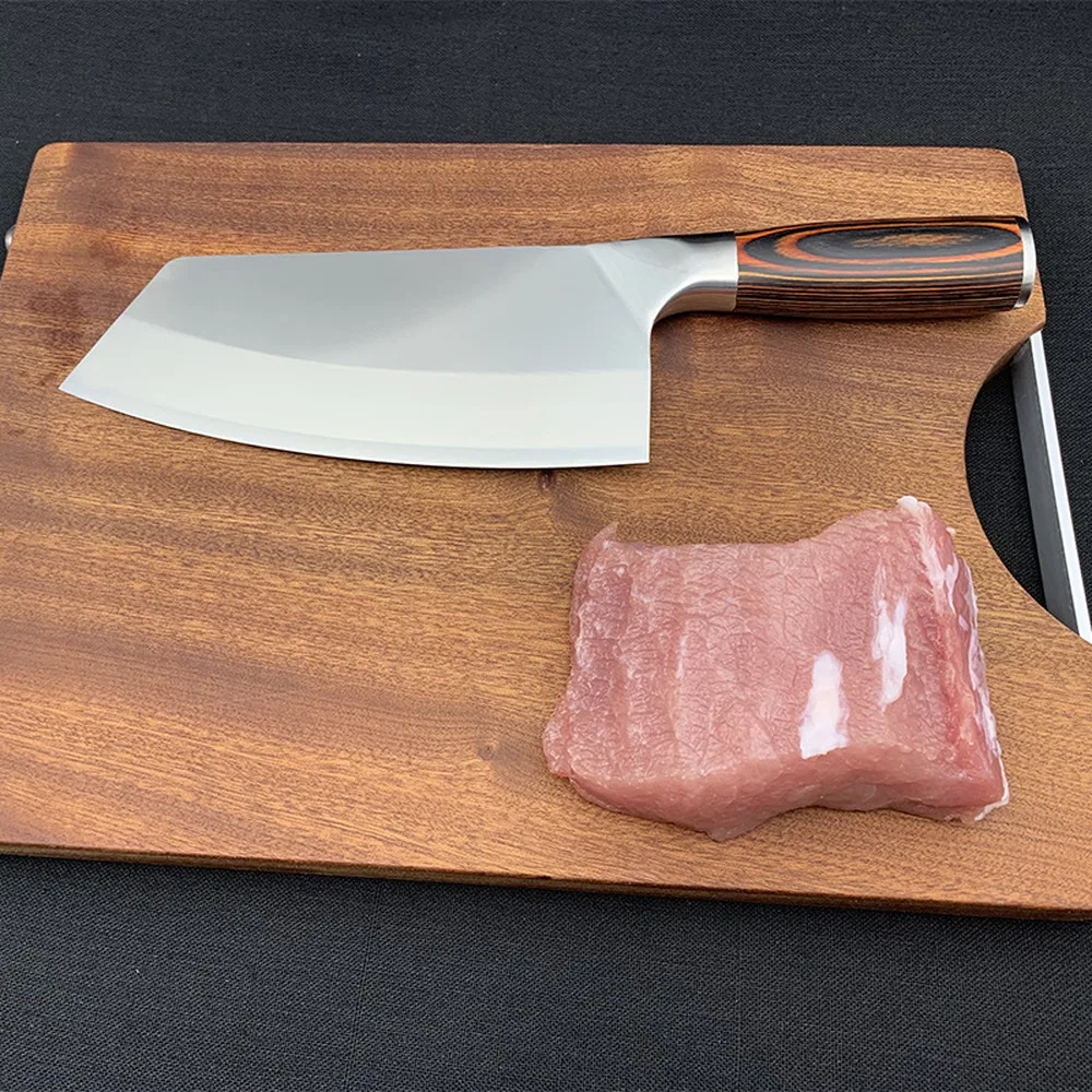 New Arrival 7.8-inch 4Cr13mov Blade Kitchen Knife Stainless Steel Chef Slicing Knife Razor Sharp Blade Cleaver Color Wood Handle