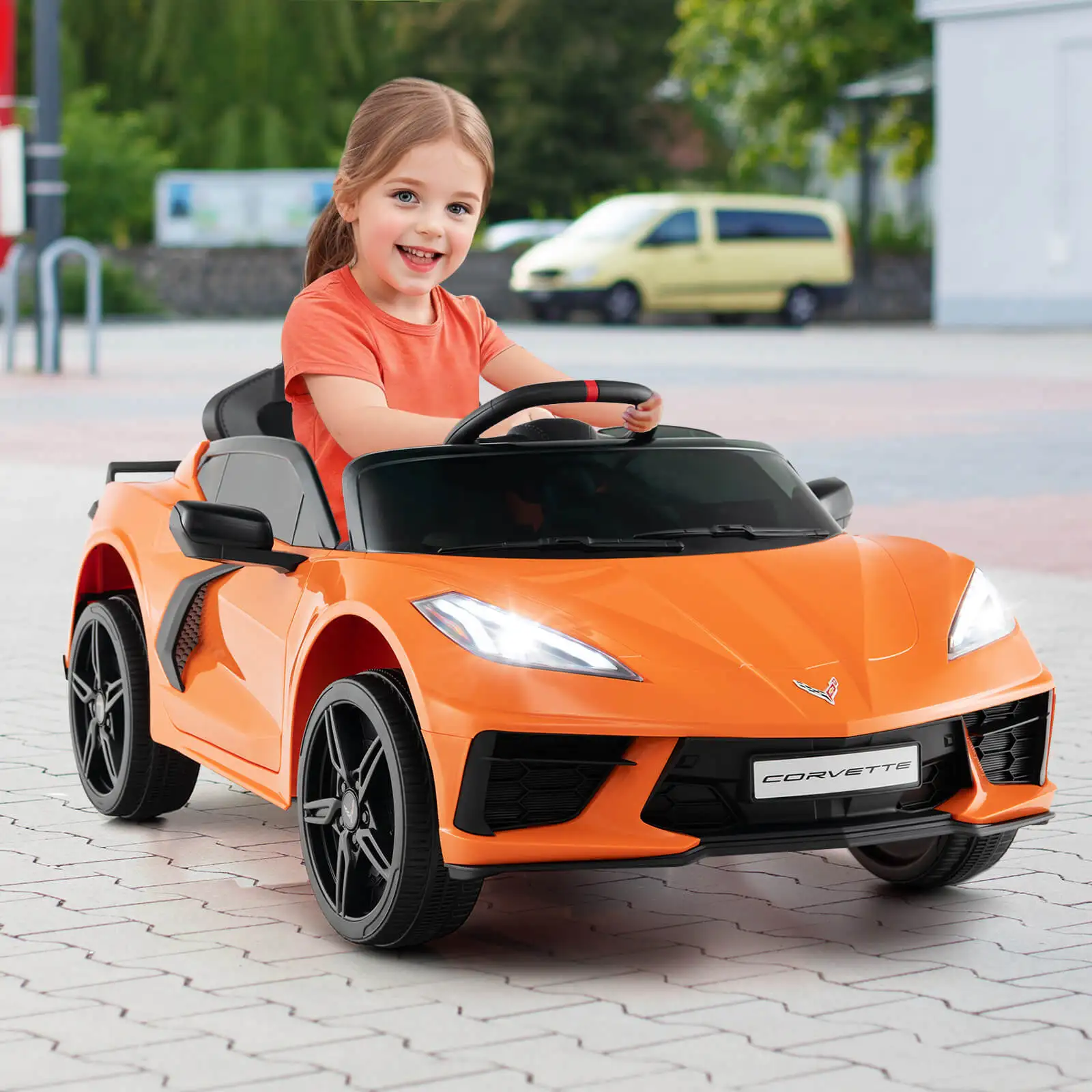 Coche eléctrico para niños, luces de conexión inalámbrica con Control remoto, 12V