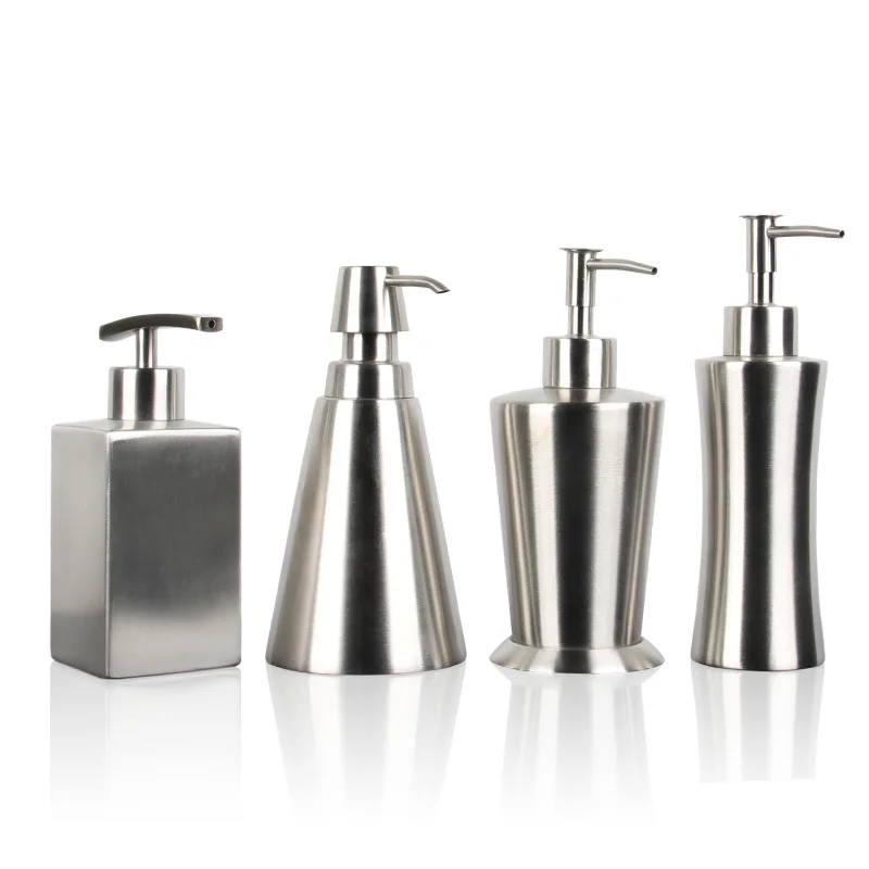 304 Stainless steel Liquid Soap dispenser Hand sanitizer Bottle  Bathroom Countertop press shampoo dispenser