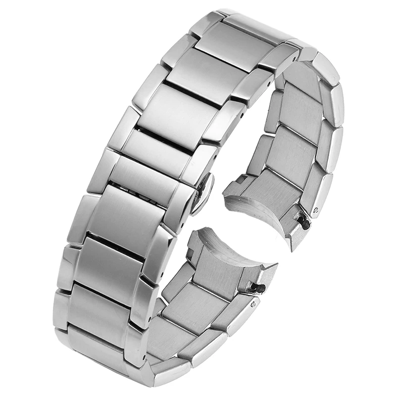 Solid Curved End Strap For Armani AR2448 AR2447 AR2432 AR2433 AR2458 AR2434 AR245 Bracelet Steel Watch Chain Watchband 22mm