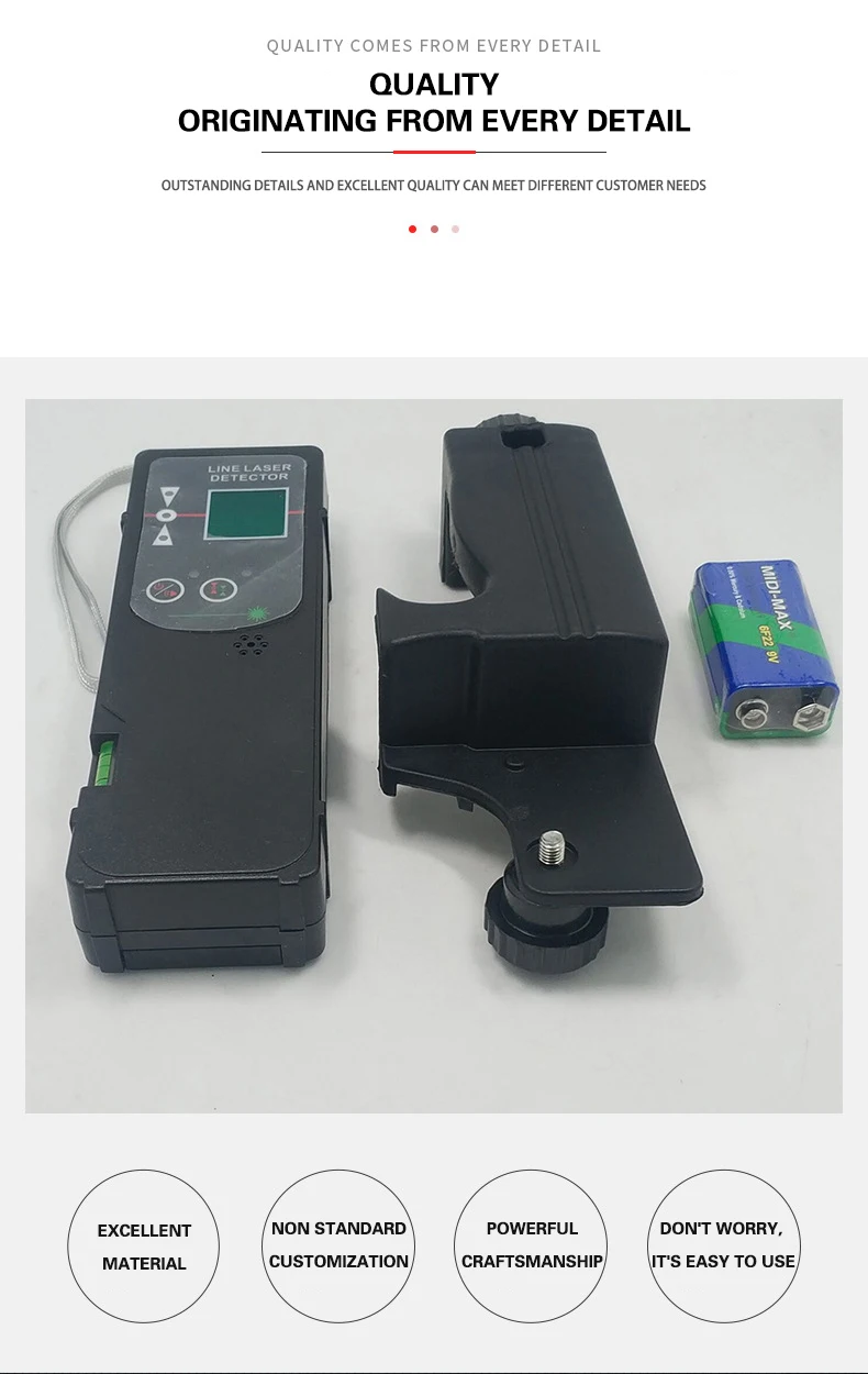 Rilevatore ricevitore di livello laser con display LCD retroilluminato su due lati della linea di impulso Ricevi raggio verde rosso per esterni