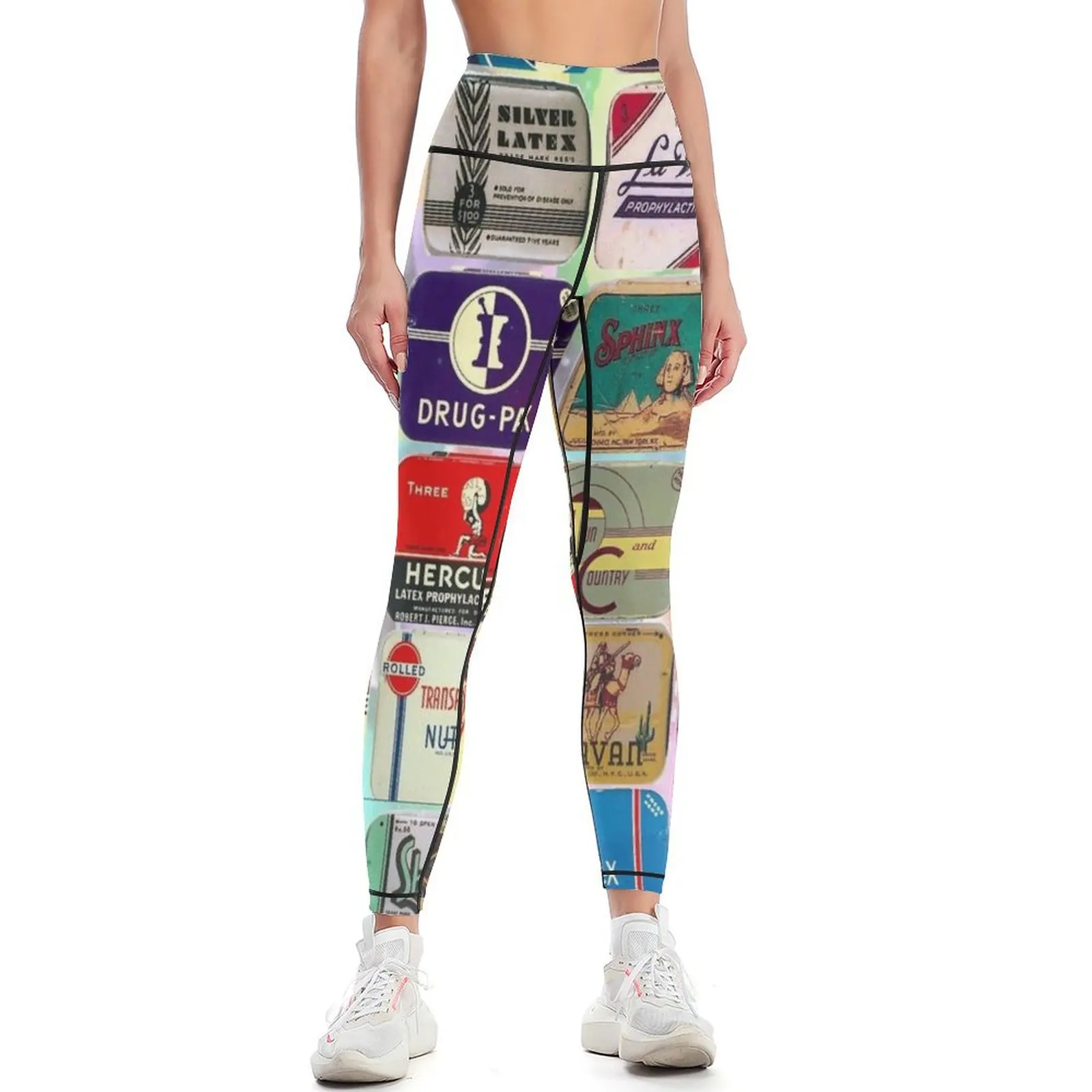 

Vintage Condoms Leggings workout clothes for Women's push up Womens Leggings