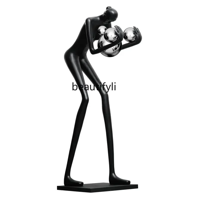 Trend customization large window floor lamp holding ball figure sculpture room square magic hotel lobby sales office