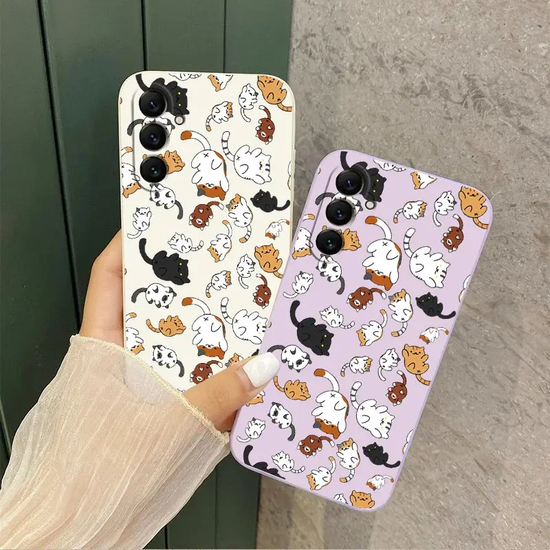 A55 Rolling Cat New Silicone Phone Case For Samsung Galaxy A55 Shatterproof Camera Protection Galaxy A55 Soft Back Cover