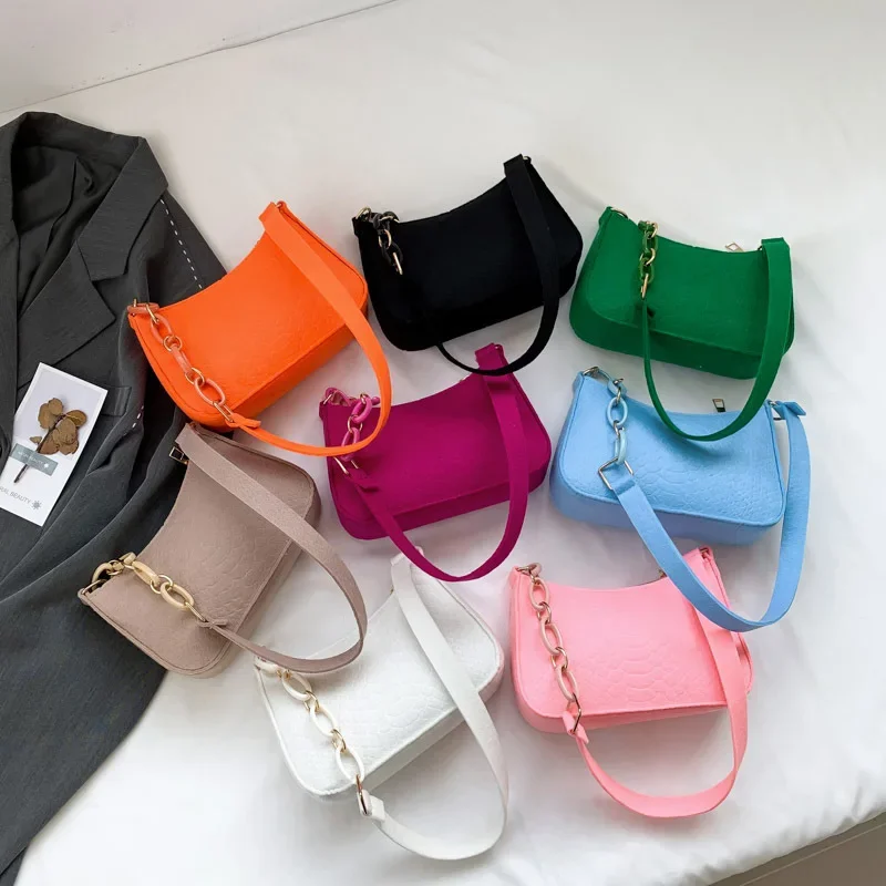 

Solid Color Trendy Small Bag, New Trendy and Simple Shoulder Bag, Versatile and Fresh Women's Armpit Bags