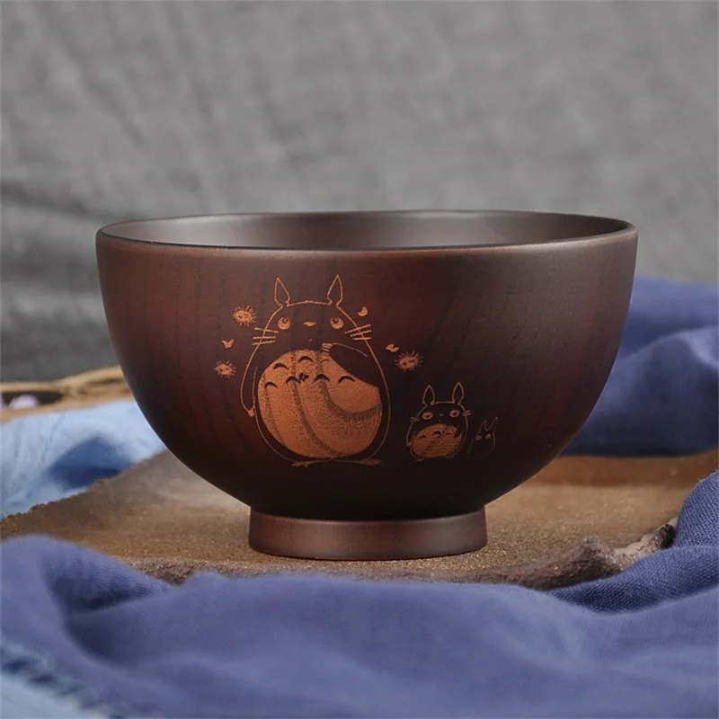 Cartoon Wooden Bowl Anime Miyazaki Hayao Series Totoro Cute Bowl Kawaii Wooden Bowl Toy Kid Chirstmas Gifts