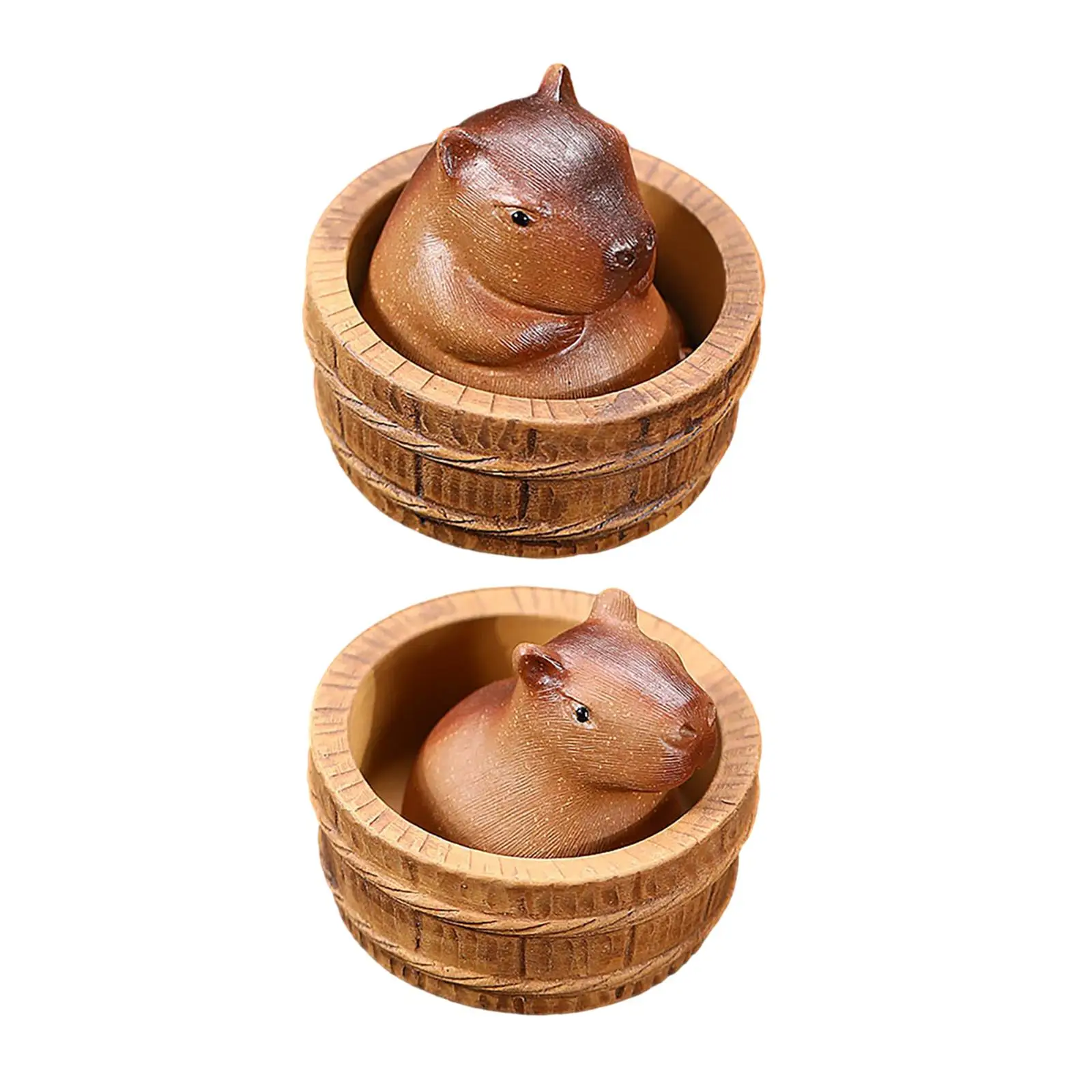 Clay Capybara Mini Tea Pet Figurine Adorable Kung Fu Tea Pet Model for Bedroom Tea Room Fairy Garden Home Yoga Room Shelf