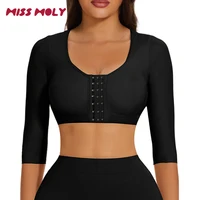 Moldeador de cuerpo con brazo para mujer, Tops moldeadores para compresión poscirugía, sujetador con cierre frontal, ropa moldeadora, camiseta recortada con soporte para la espalda