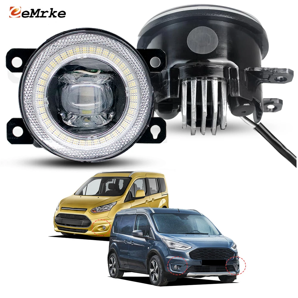 Update 30W Led Fog Lights Assembly for Ford Transit Tourneo Connect 2 2014-2021 or Car DRL Halo Angel Eyes Daytime Running Lamp