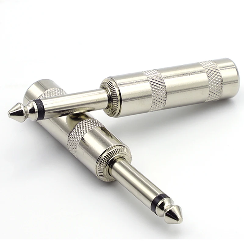 2Pcs High-quality 6.35mm Mono Jack Plug Audio Connector Solder Cable DIY Audio Adapter 6.3mm Male Plug for guitar