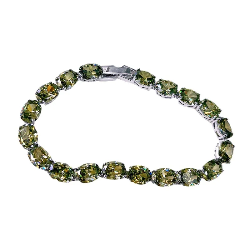 

Luxurious and exquisite tennis 925 silver bracelet, natural peridot for women, fashion jewelry engagement, party gift