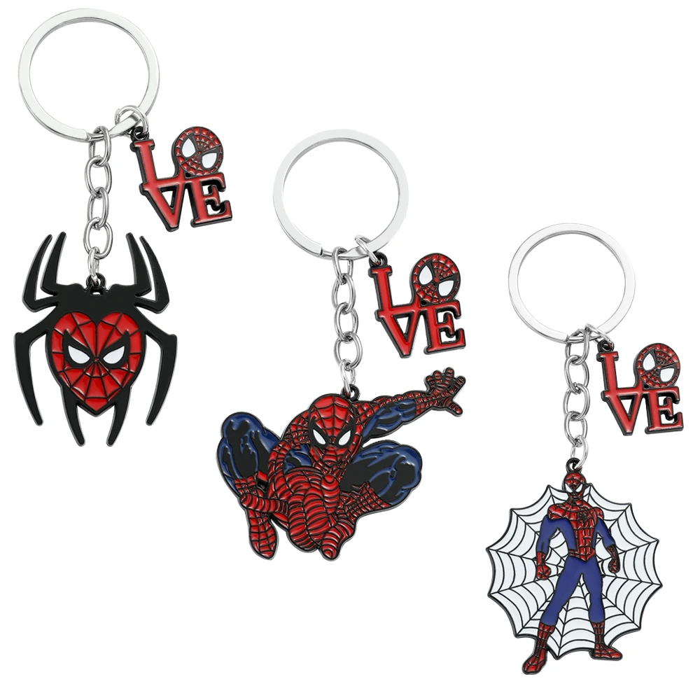 Avengers Superhero Spiderman Keychains Disney Marvel Spider Man Anime Key Chains for Women Men Fashion Keyrings Jewelry Gifts