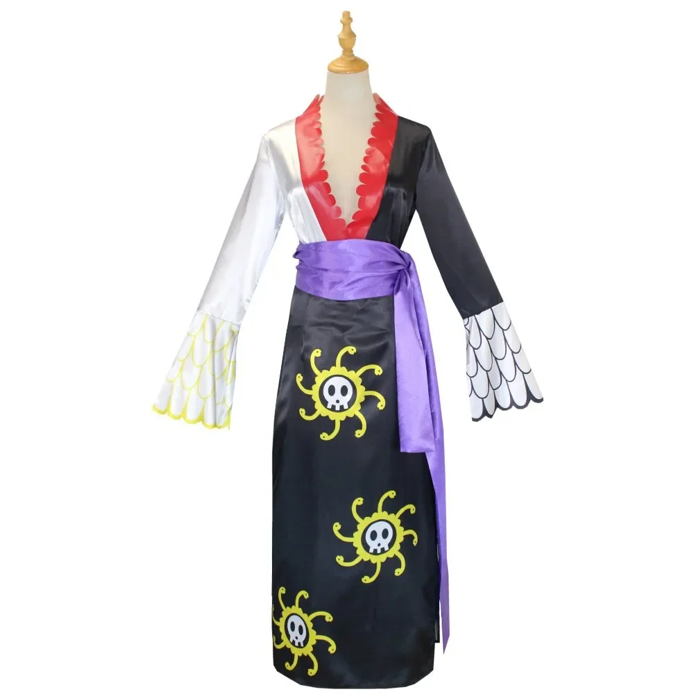 Anime Boa Hancock Cosplay With Cloak Boa Dress Costume Sailor Suit Boa Hancock Cosplay Costume Custom size Black Dress Earrings