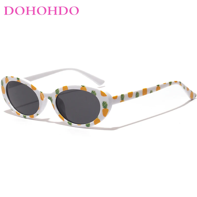 DOHOHDO Flower Oval Men Sunglasses 2024 Women Fashion Checkered Sun Glasses UV400 Fresh Glasses Lady Shopping Eyeglasses Shades