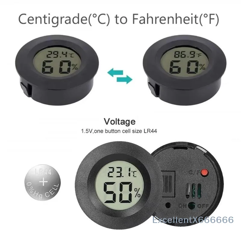 Mini Digital Hygrometer Thermometer Battery Operated ℃/℉ Switchable for Indoor Garage Storage Room Use