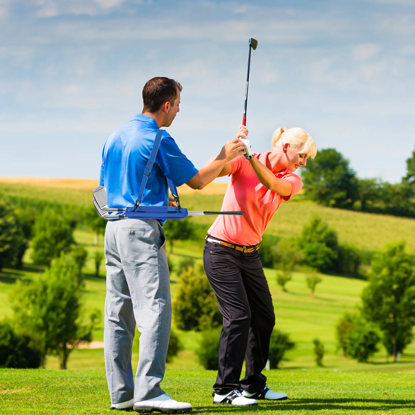 Przenośna Lekka Torba Golfowa Niebieska Mała Torba Treningowa Podróżna dla Mężczyzn z Paskiem na Ramię Wytrzymała Stylowa Kompaktowa Torba Golfowa dla Mężczyzn
