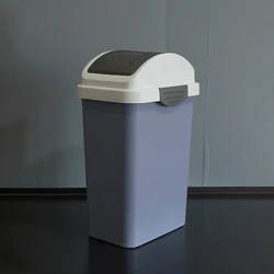 1 piece, shaking lid trash can, plastic trash can with lid, suitable for bedrooms, bathrooms, offices, narrow places,