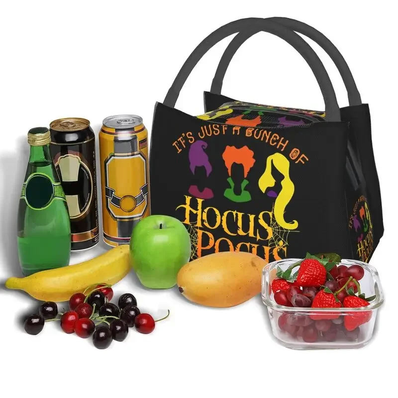 Hocus Halloween Night Pocus Borsa termica per il pranzo per le donne Strega Film horror Resuable Termico Cooler Food Lunch Box