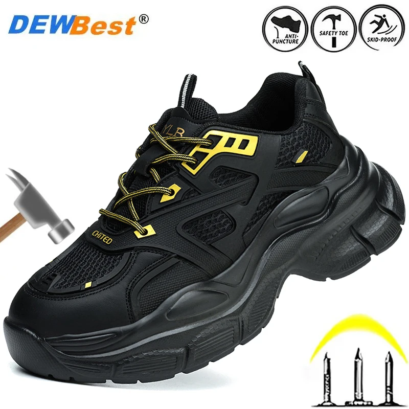 Women's lightweight safety shoes soft sole not tired feet steel head safety protection anti-smash anti-puncture safety shoes