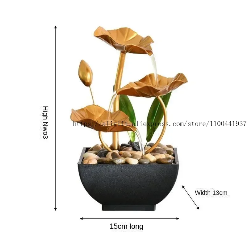 Home Wrought Iron Flowing Water Fountain Office Desktop Flowing Water Ornaments Creative Home Decorations Traditional Fengshui