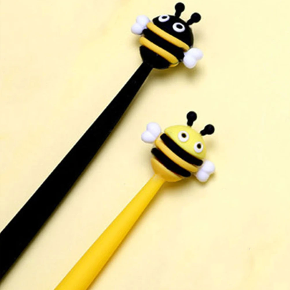 

2 Pcs Gel Pen Bee Shaped Writing Cartoon Stationery Sign Pens Animal Cute Designed Office