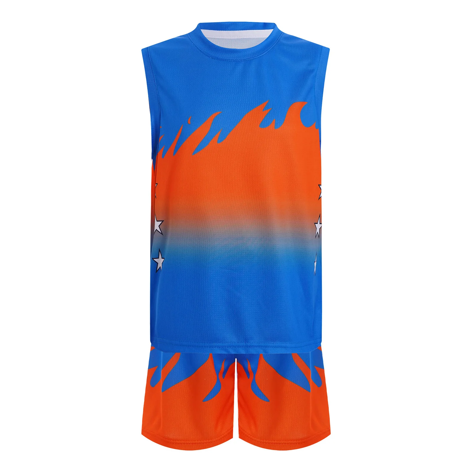 Kids Boys Two-piece Swimsuit Swimwear Tracksuit Soccer Training Uniform Sleeveless Tank Top with Drawstring Shorts Sports Outfit