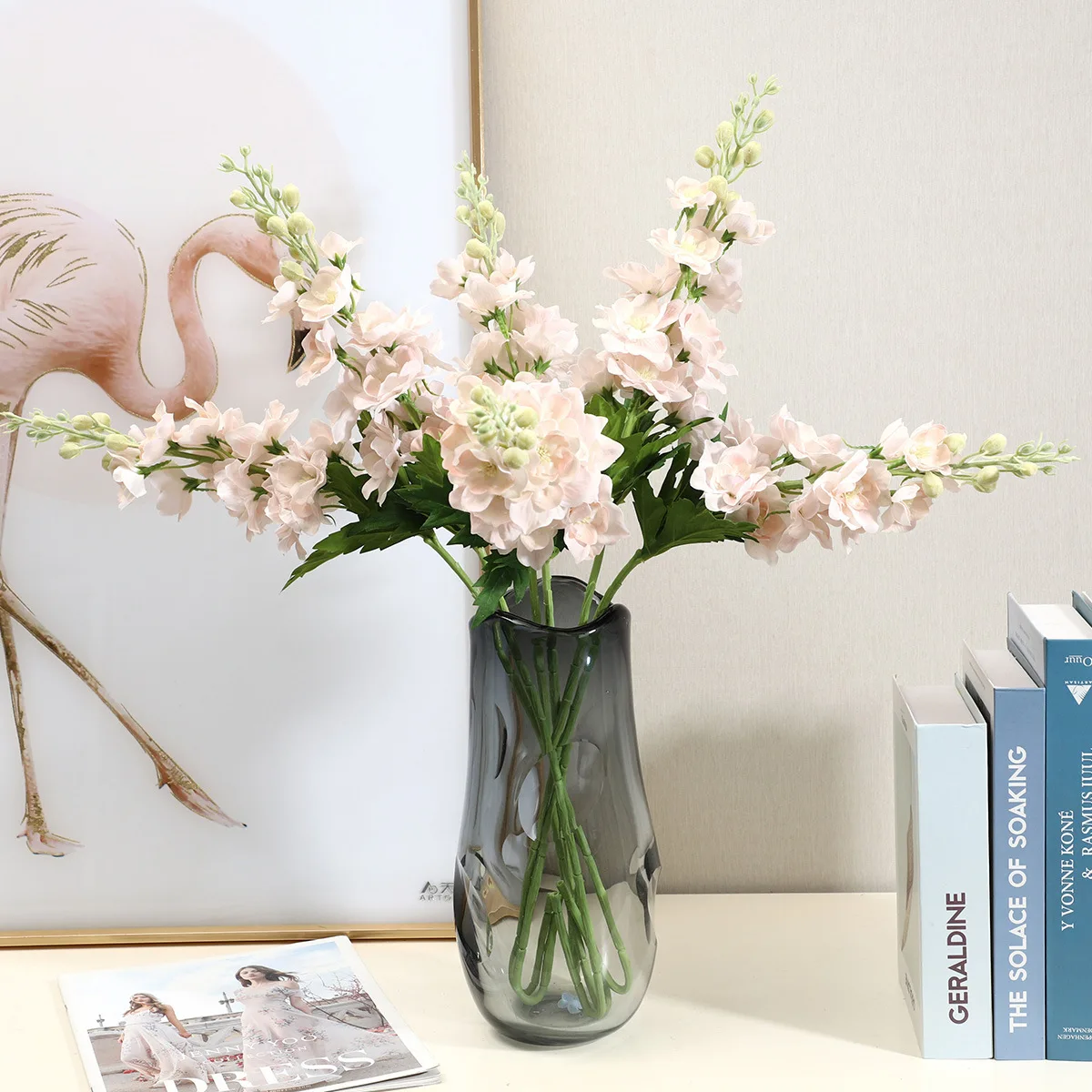 5Pcs/lot High-end Moisturizing Latex Delphinium Real Touch Artificial Flowers Luxuy Home Decor Fake Flowers Wedding Party Floral