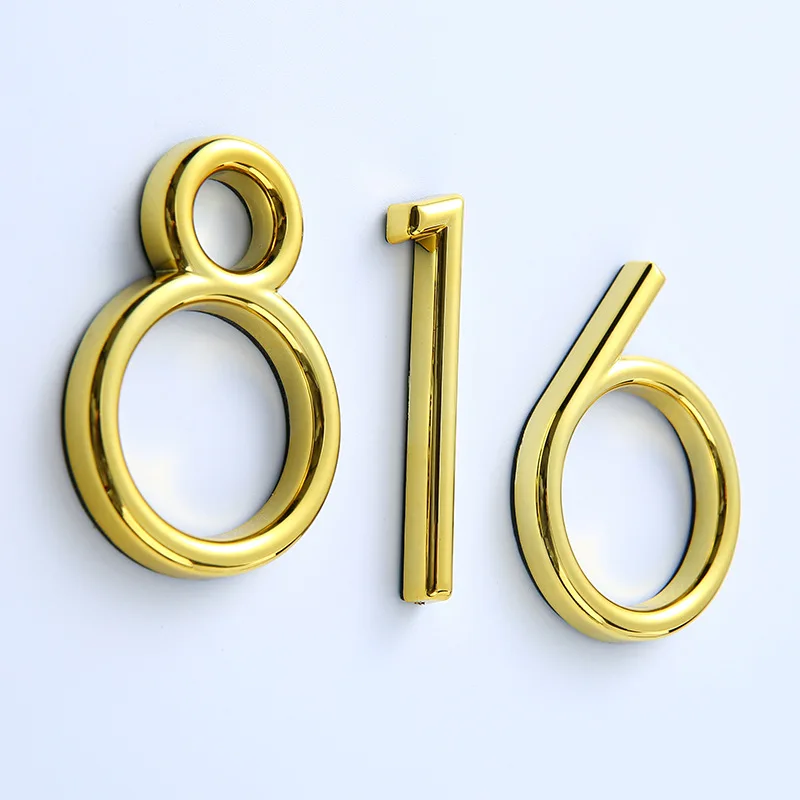 60mm Self Adhesive Numbers Apartment Door Gold Number Sticker Mailbox Address Sign Outdoor House Number Plate