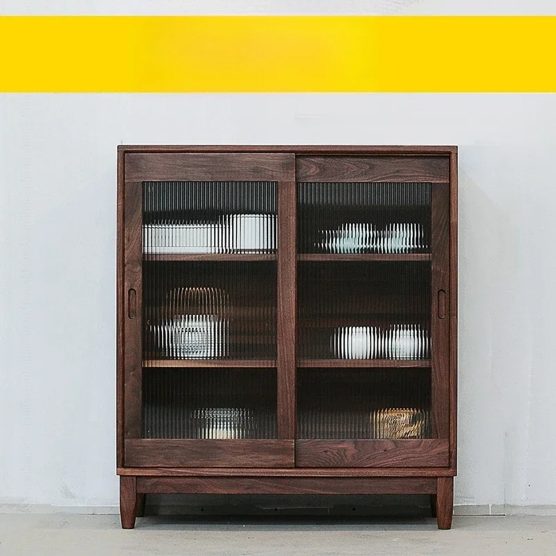 solid wood sideboard dining room living room storage pantry black walnut