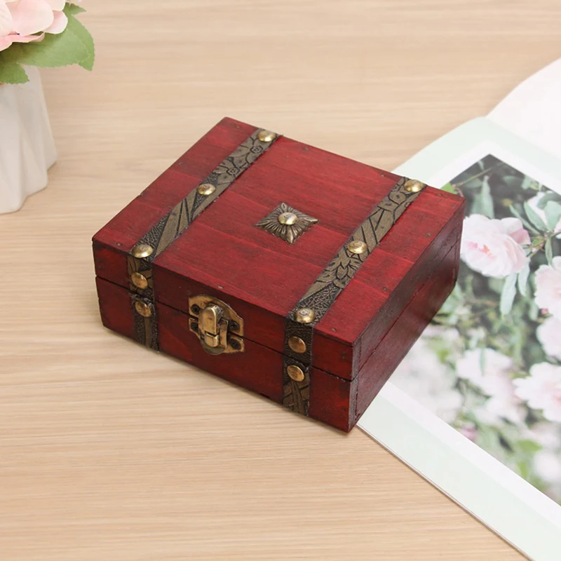 

Retro Storage Box Jewelry Wood Wooden Lock Catch Organizers Vintage Gifts Container Sundries Organizer Storages Boxes