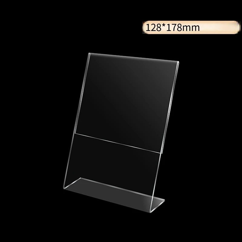 5X7in, 4 Pack Clear Plastic Sign Holder Sign Display Holder With  Slanted Back, Flyer Document Paper Display Stand