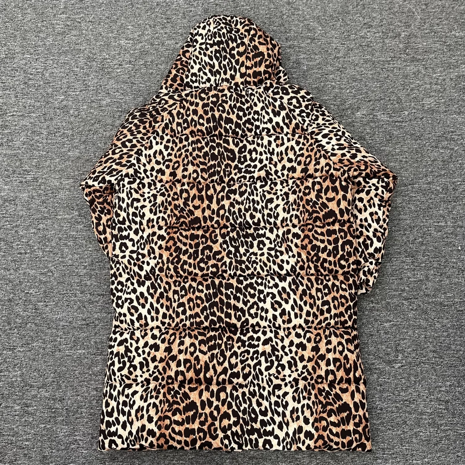 Kar&Otza women's 2024 autumn and winter new hooded jacket leopard print zipper long sleeved commuting fashion long coat