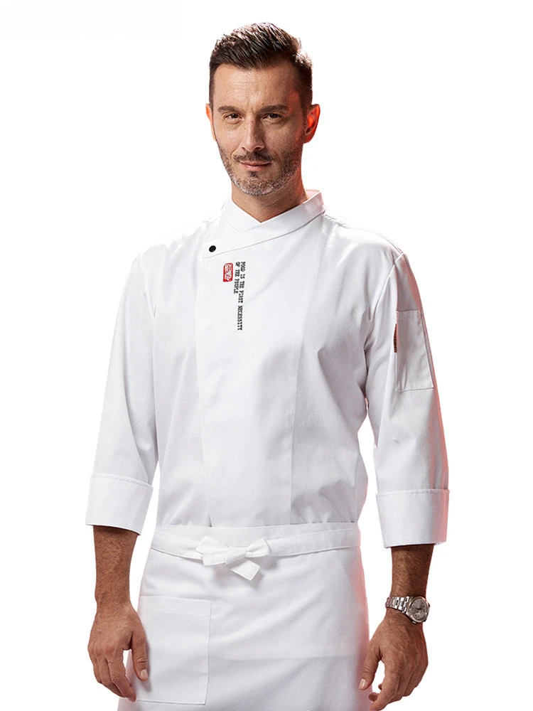 

Catering Chef Costume Long Sleeve Cook Jacket Male Chef's White Shirt Restaurant Kitchen Cooking Uniform Barber Shop Workwear