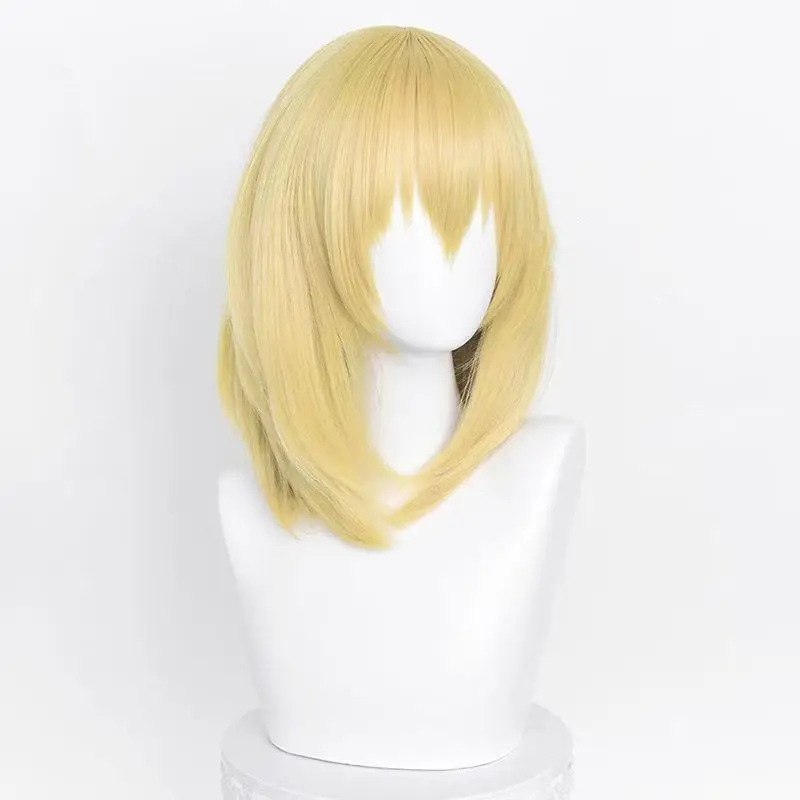 أنيمي شعر مستعار عواء الذهبي تتحرك القلعة COSWig مزيج خاص الذهب روز صافي مقلد فروة الرأس #3