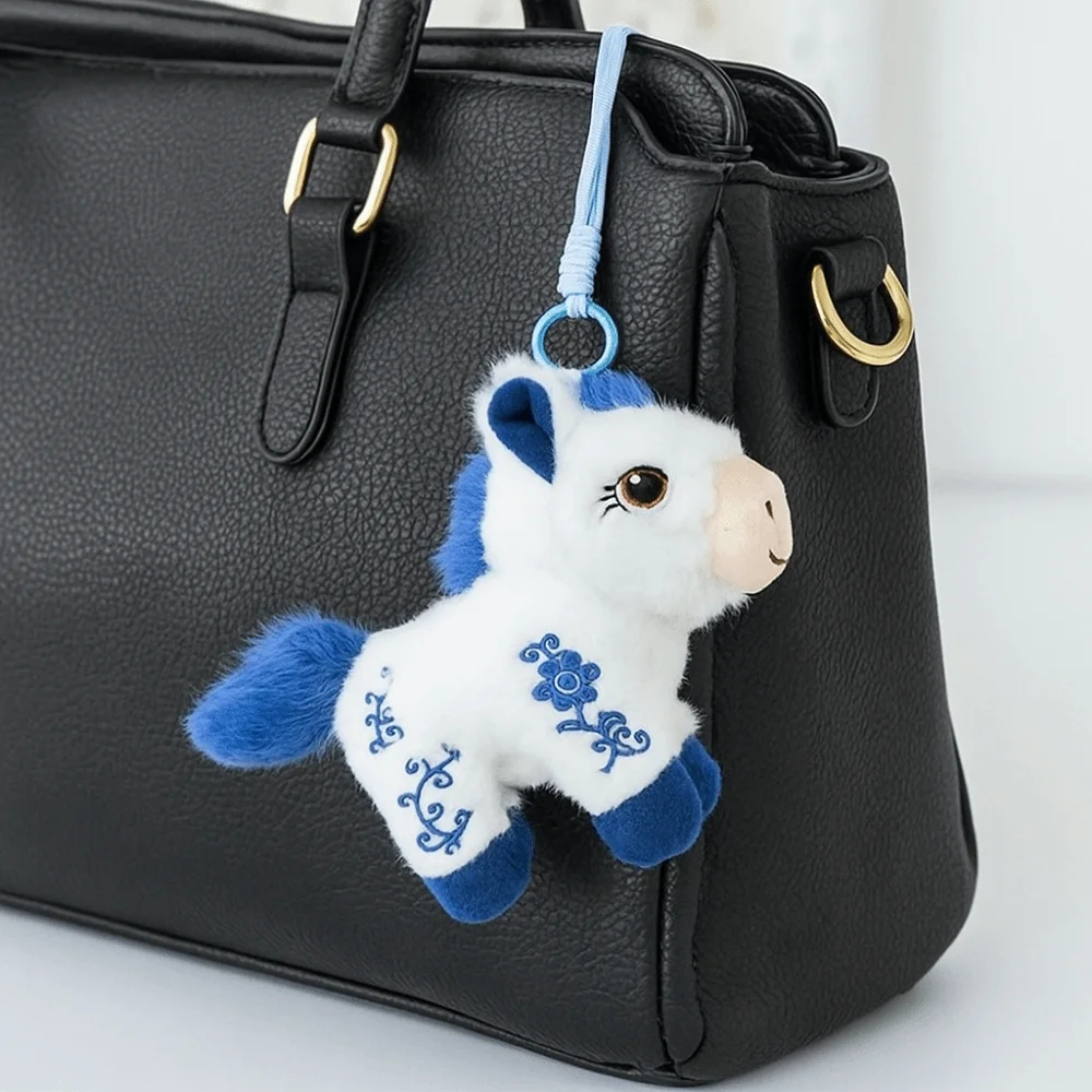 

Chinese Style Vintage Pony Plush Keychain Mascot Soft Cartoon Animal Stuffed Doll Cartoon Collection Chinese Horse Plush Keyring