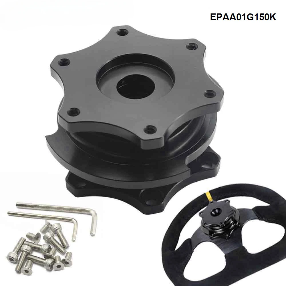 EPMAN Universal Car Aluminum D Shape Steering Wheel Quick Release Hub Adapter EPAA01G150K