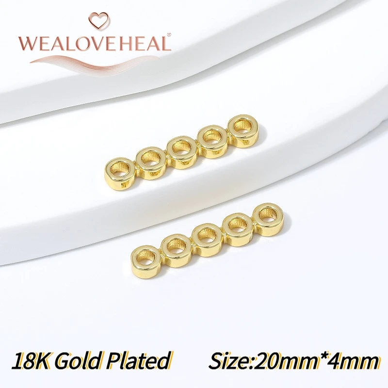 18K vergoldete Messing-Flachperlenverbinder mit mehreren Löchern, 2-10 Loch-Optionen, DIY-Zubehör für mehrsträngige Halsketten und Armbänder. – Detail 26