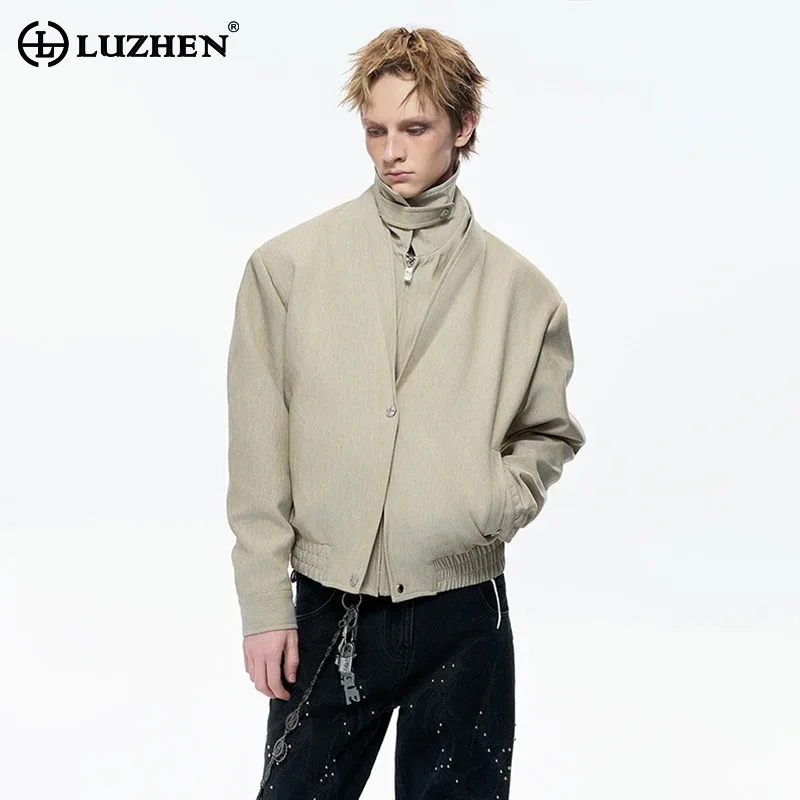 LUZHEN Piece 2026 Two Spring Fake New Double Layer Design Detachable Stnad Neck Casual Jacket Men's Original Niche Coat JY8429