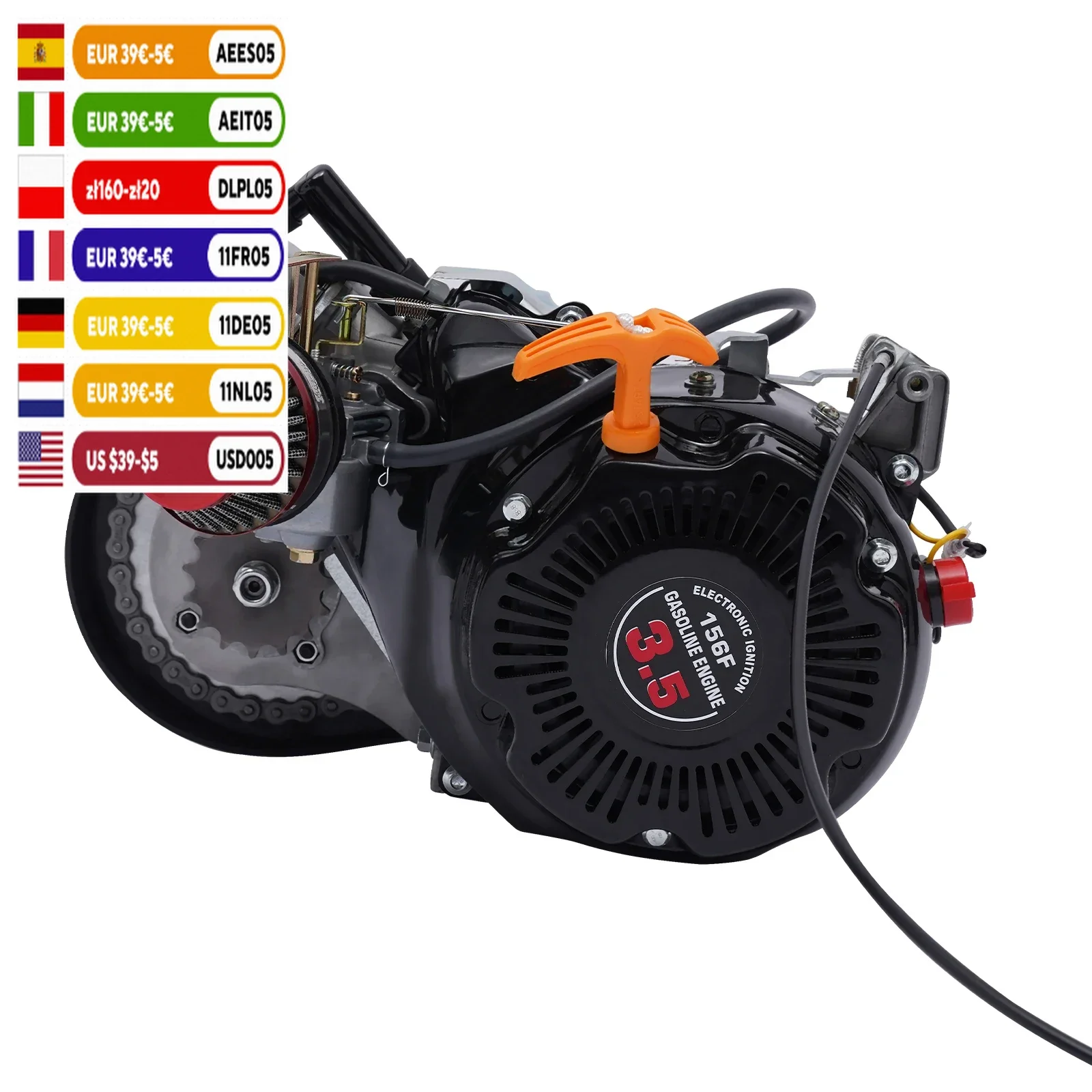 4 Stroke Bicycle Engine Kit Set Upgraded 100cc Gas Motorized Motor Bike Modified Engine Belt drive OR gear chain drive optional