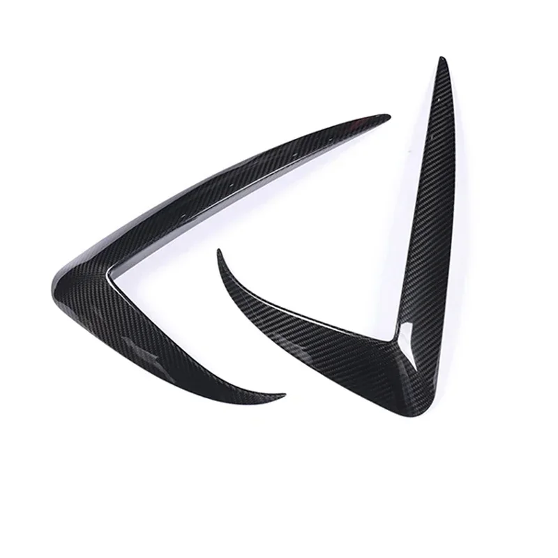 Real Carbon Fiber Front Light Trim for Tesla Model 3 2021-2023 Lamp Blade Cover Decor Sticker 3K 240G Dry Carbon Car Accessories