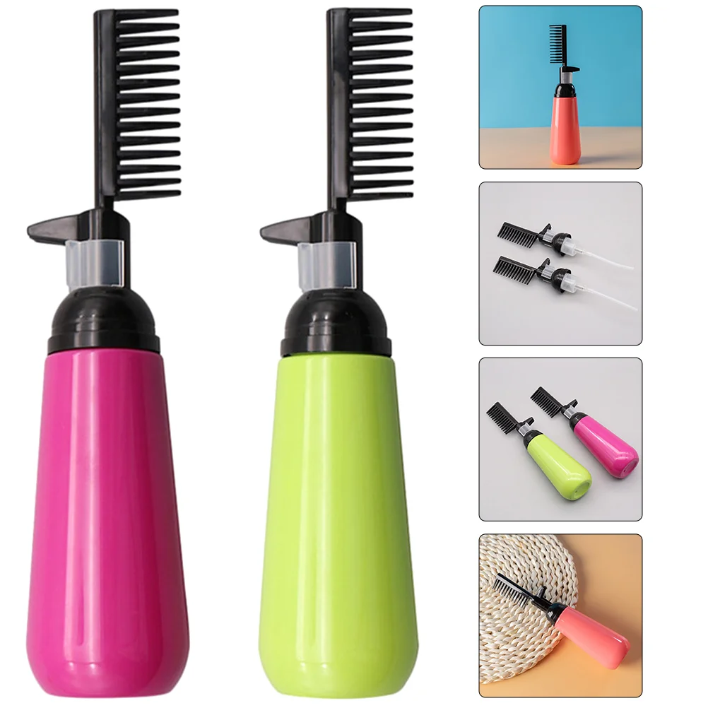 

2 Pcs Hair Color Comb Bottle Combs Coloring Bottles Root Applicator Dye Plastic Styling