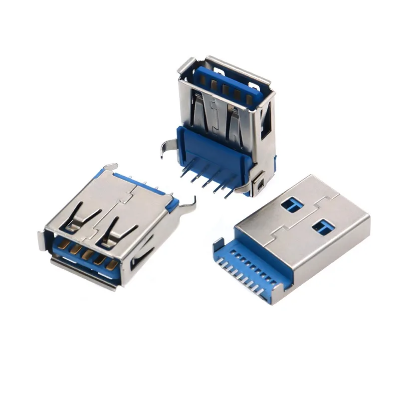 10pcs USB3.0 male/female chassis connector A type 90° 180° USB 3.0 patch high-speed interface socket B type interface connectors