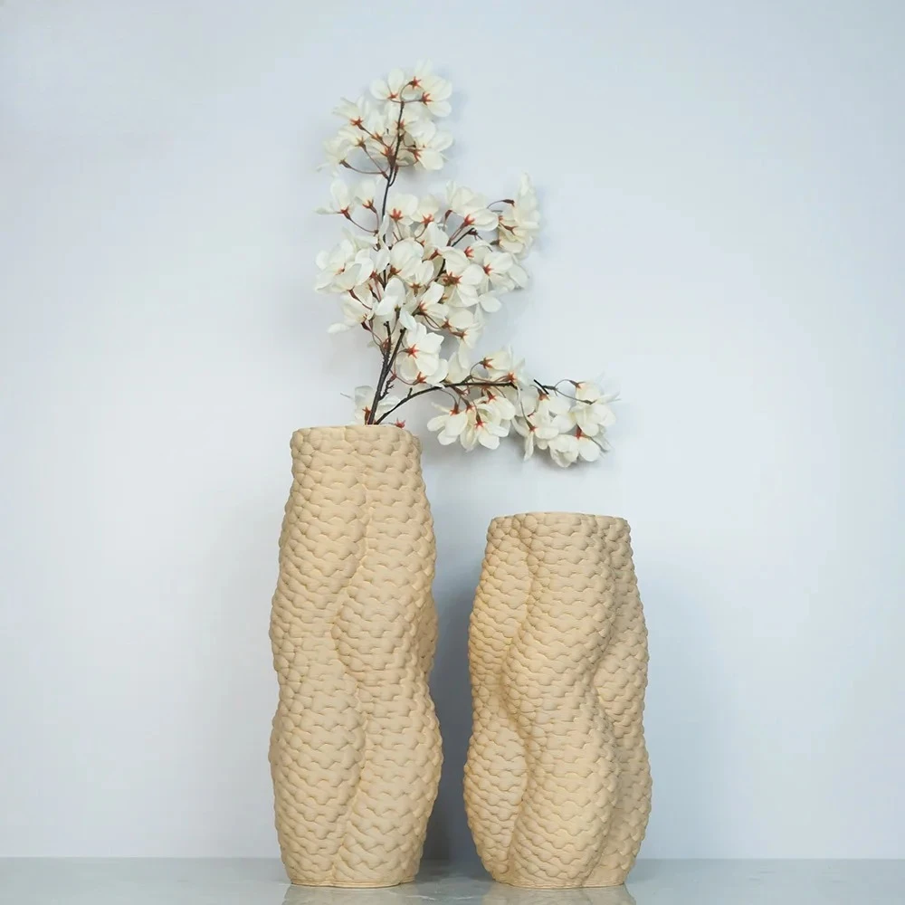

3D printing ceramic vase, sales department, model room flower arrangement, simple hand-painted dried flower device, living room