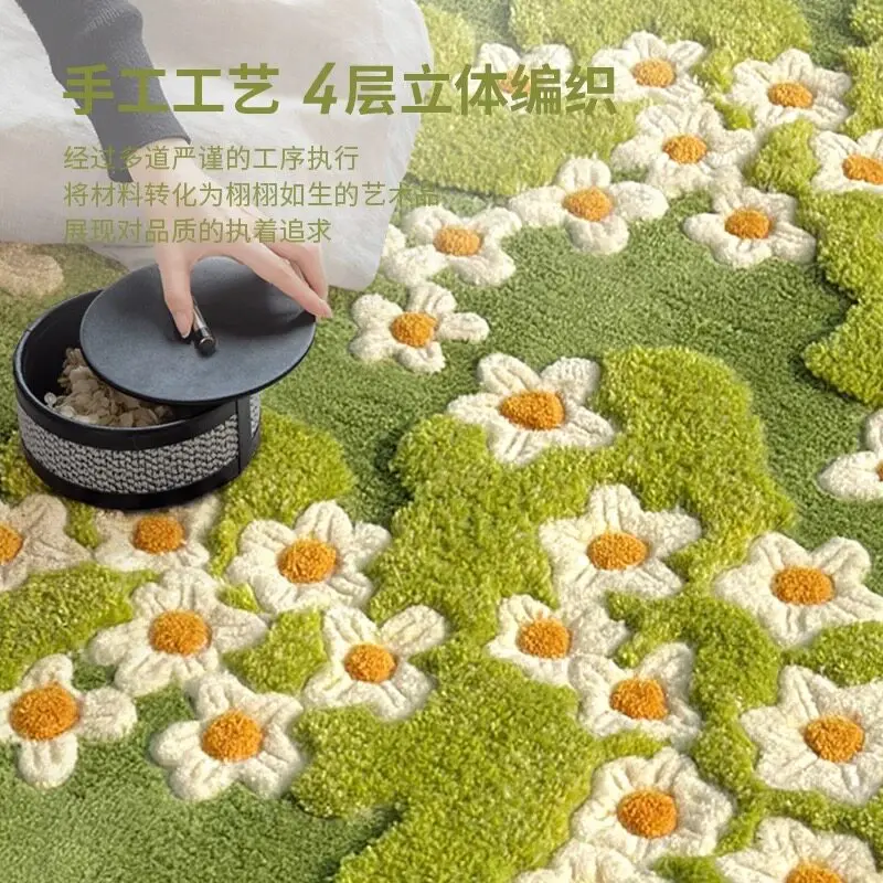 Moss Handmade Carpet Living Room Round Green Superior Art Bedroom Bedside Carpet