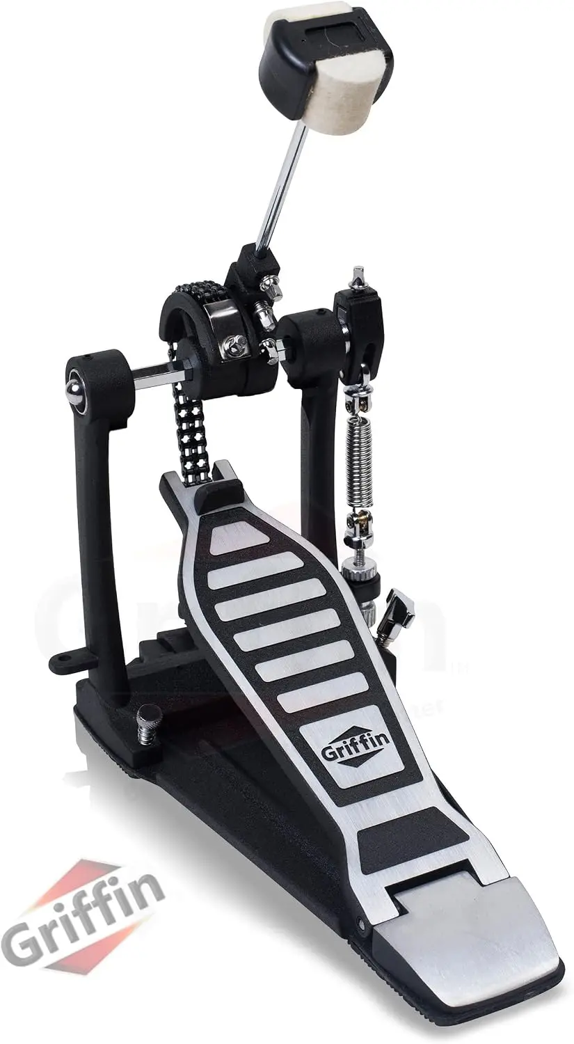 Drum Hardware Kit 6-Piece Full Stand Set with Snare Stand, Hi-Hat Stand, Cymbal Boom Stand, Kick Drum Pedal and Drum Throne for Live Gigs or Studio Use