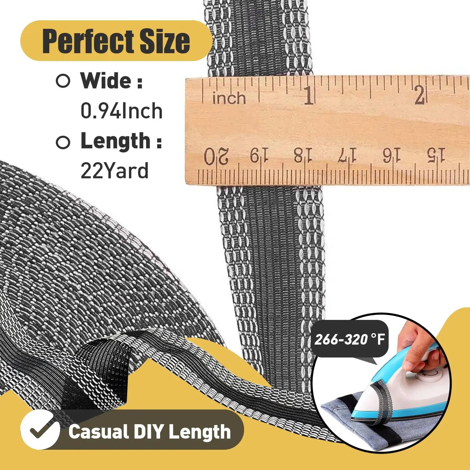 パンツ用テープ、16.4フィートのズボンエッジ修正ストリップ、ジーンズスーツパンツズボン口用アイロン接着インスタントヘムテープ