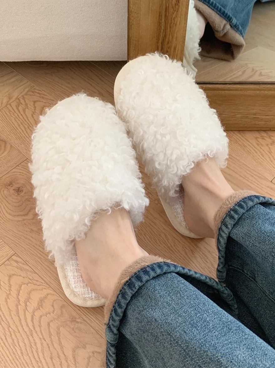 Versatile Plush Home Slipper Man Women 2023 Winter Warmth Indoor Anti-skid Cotton Slippers Household Slipper